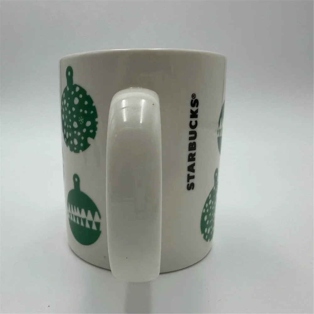 Starbucks Coffee Mug 12 oz White Green Ornament‎ Print Christmas 2016